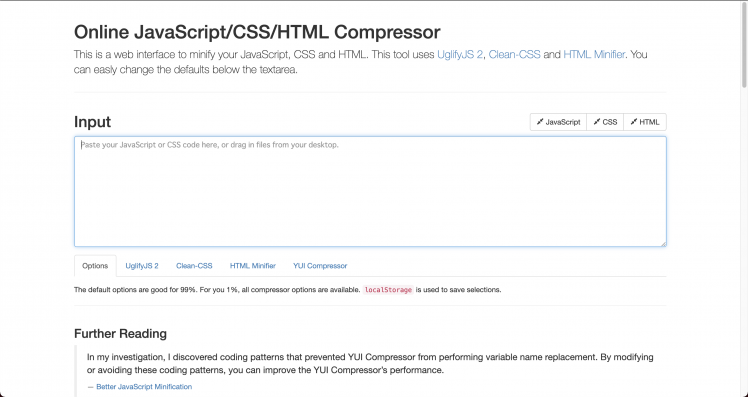 Online JavaScript/CSS/HTML Compresor